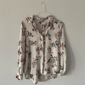 H&M flowy blouse with birds and flowers size 6.